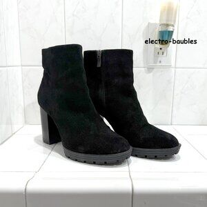 BCBG Block Heel Ankle Booties Size 8.5B Black Suede Laliah NWOB - FREE SHIPPING